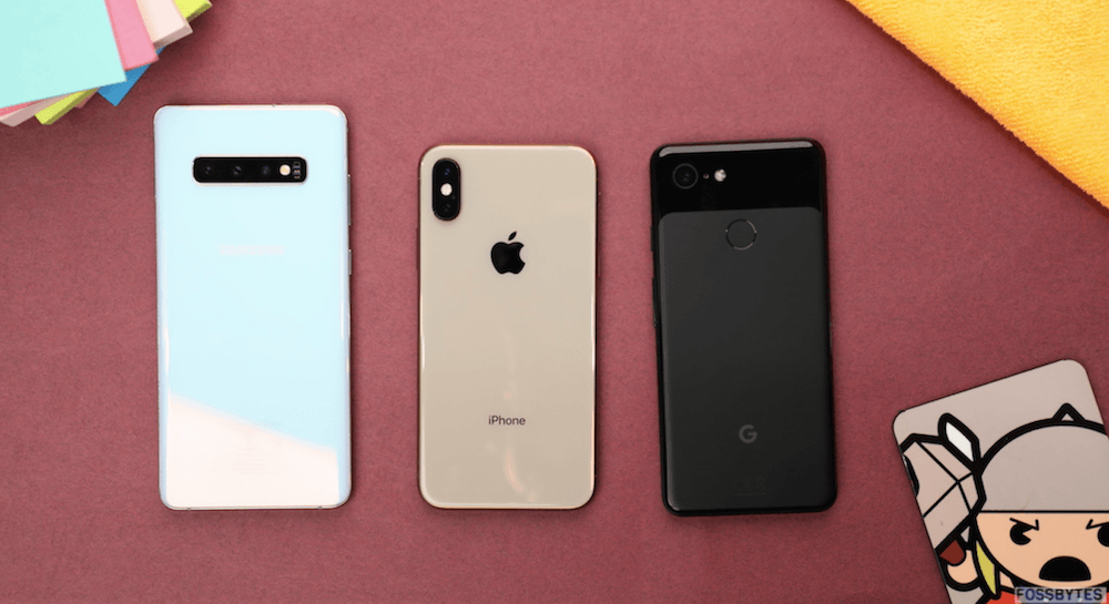 pixel 3, iphone xs, galaxy s10+