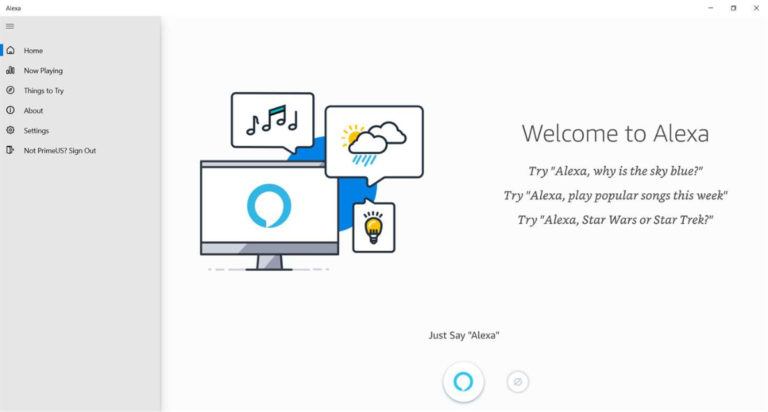 Amazon Alexa Windows 10 Home Screen