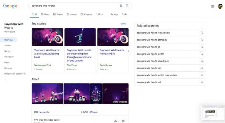 new google search results page