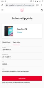 OxygenOS Open beta download