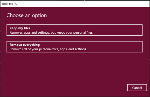 windows 10 remove everything
