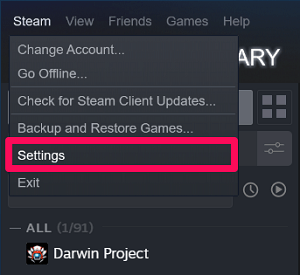 steam settings