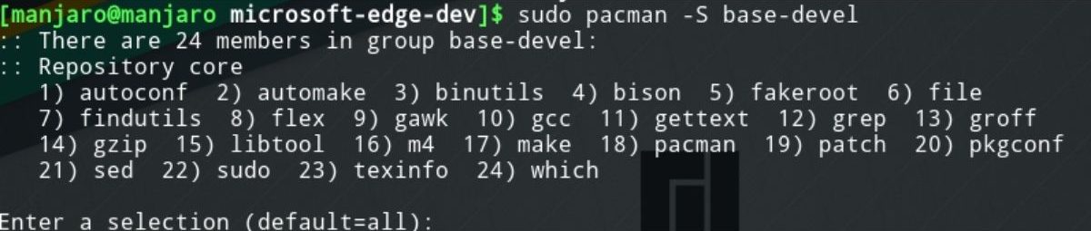 base-devel - install edge chromium on Arch