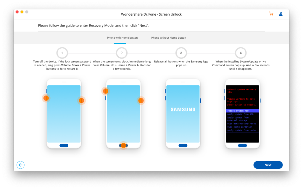 Dr. Fone Screen Unlock recovery