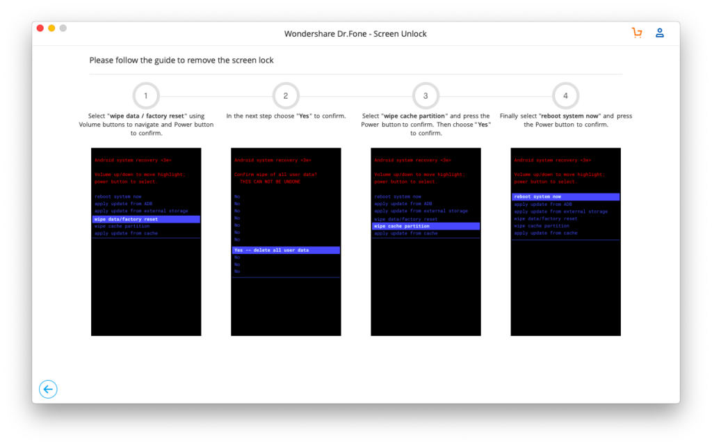 Dr. Fone Screen Unlock recovery