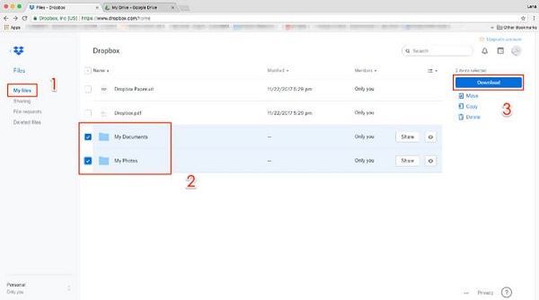 transfer dropbox to google drive