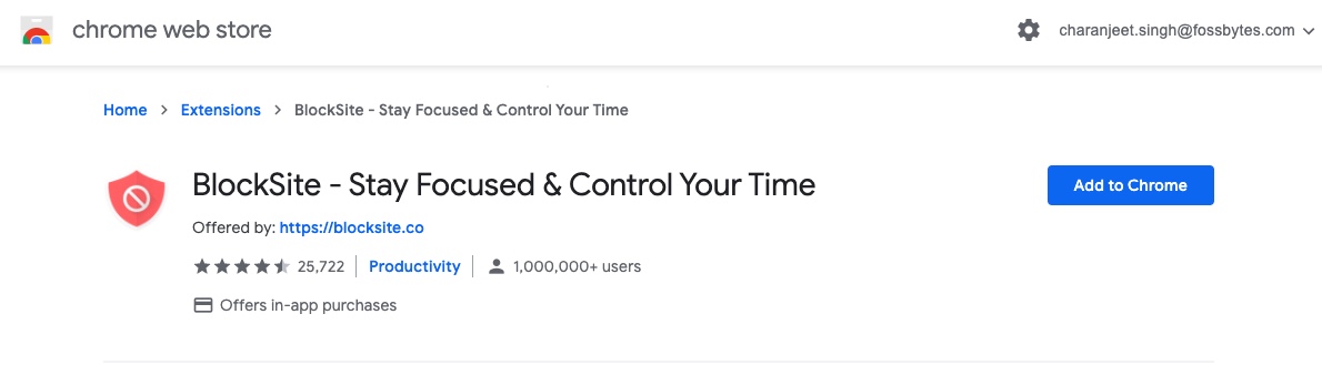 BlockSite Add to Chrome