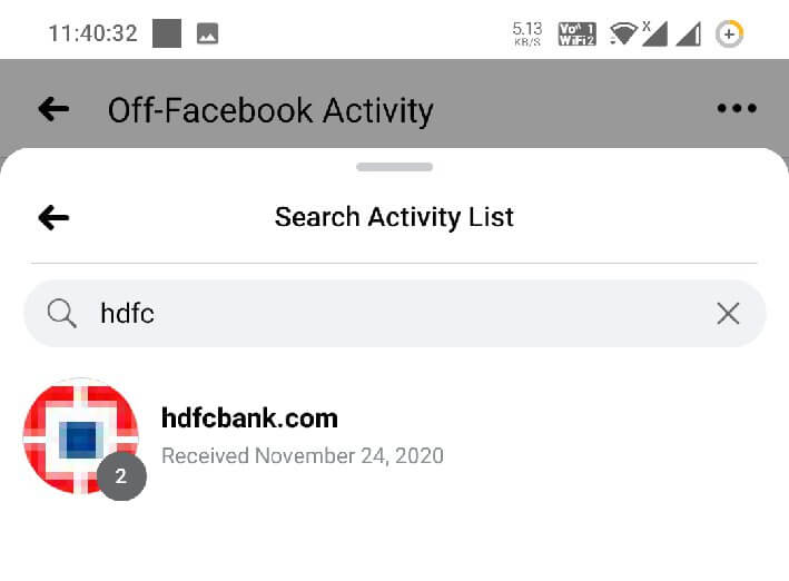 Data shared from HDFC banking app