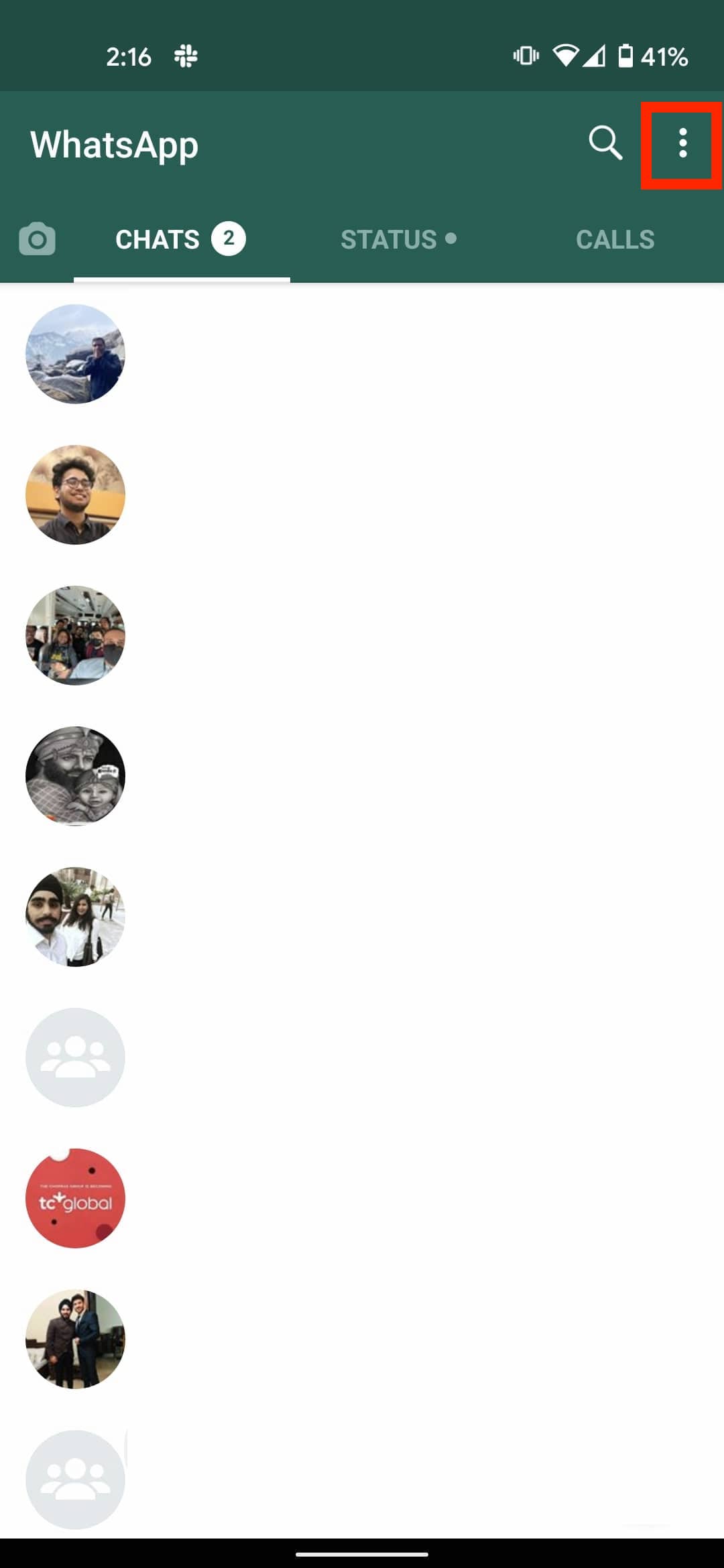 Whatsapp web menu button