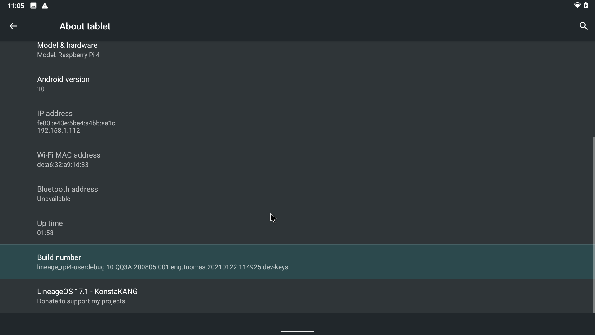 click on build number 7 times