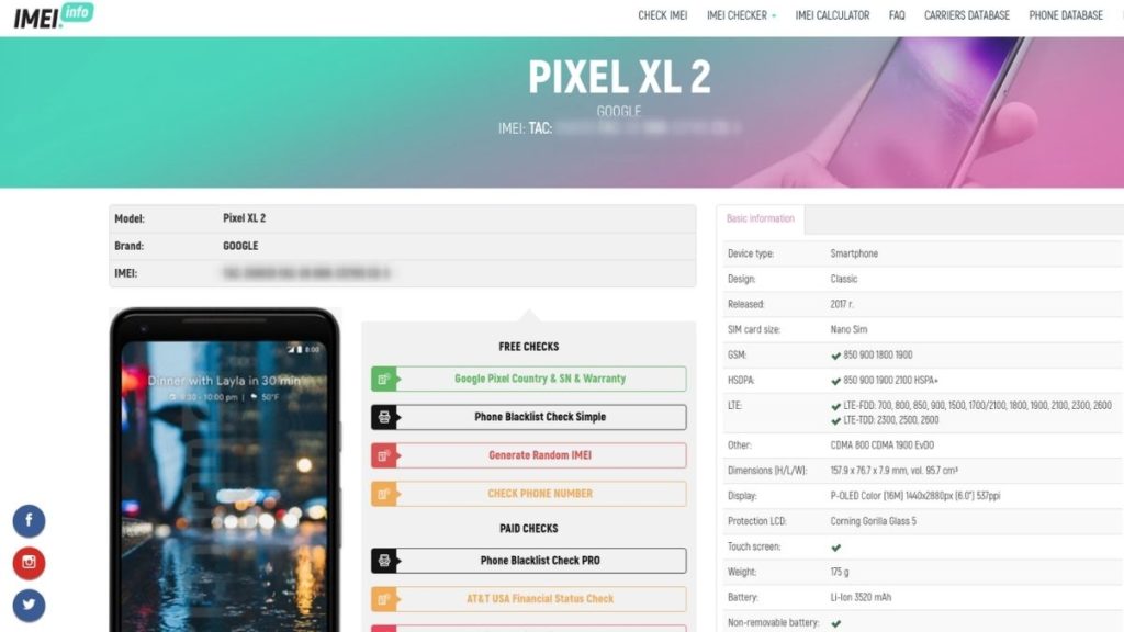 check how old the phone is IMEI.info