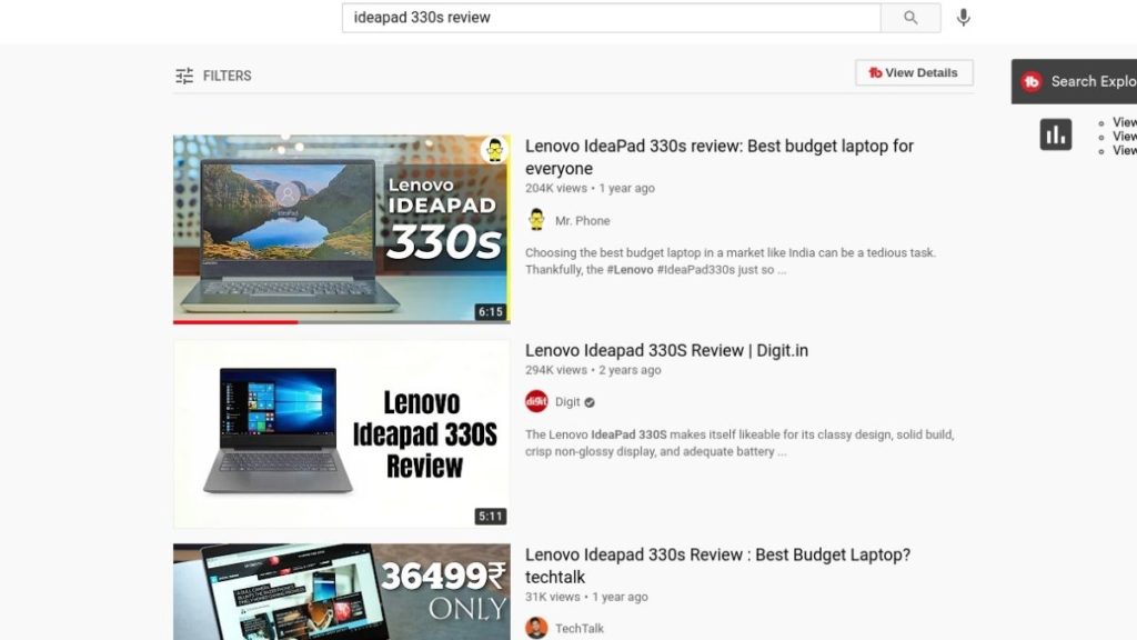 search for reviews on Youtube