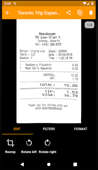 Genius Scan app for Android pdf scanner