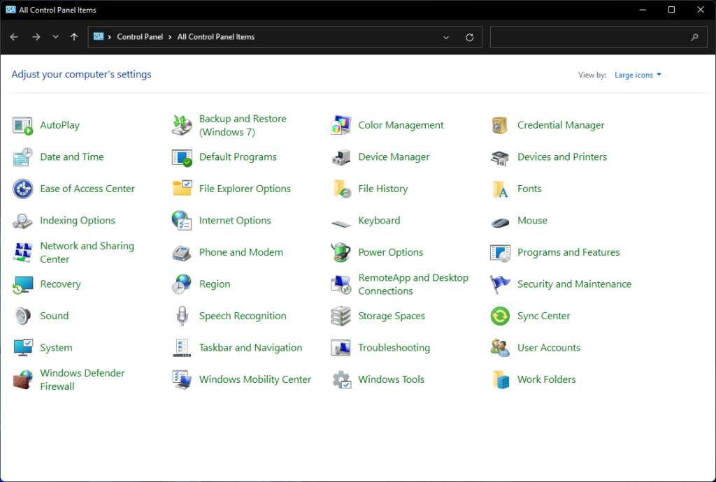 5. Windows 11 Control Panel
