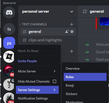 changing personal server permission settings