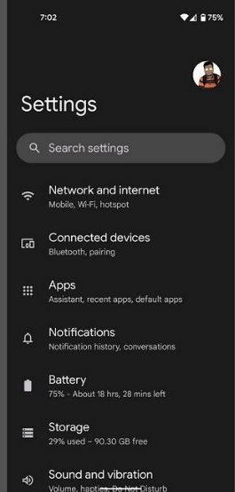 settings app android 12