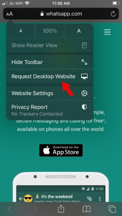 WhatsApp Web in Safari 1
