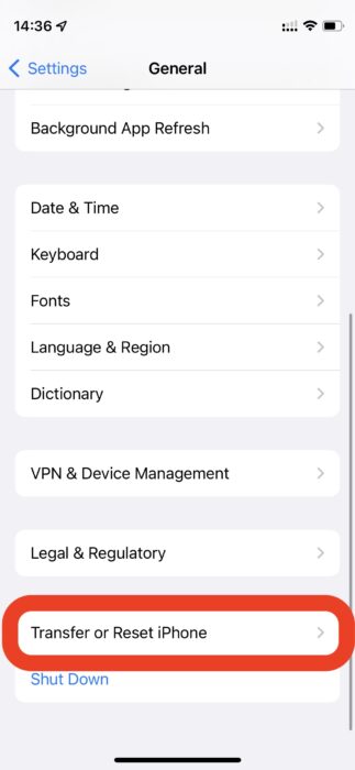 Reset iPhone settings 2