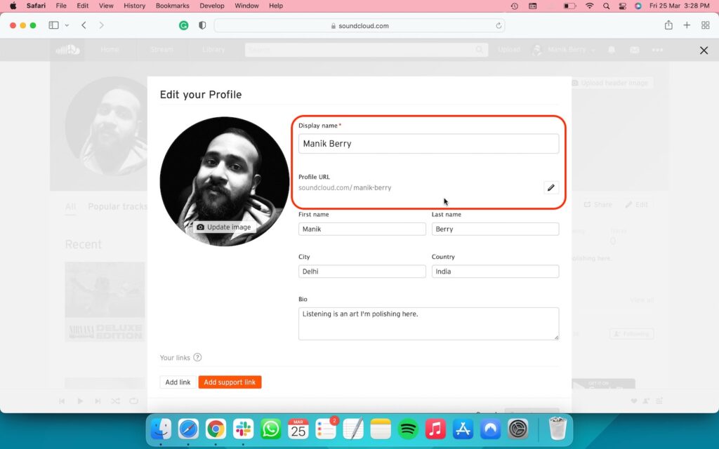 How to change SoundCloud username- 4