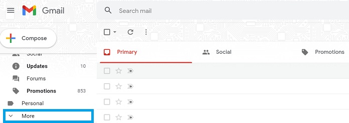 more dropdown menu button in gmail