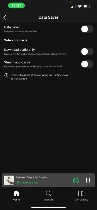 spotify data saver settings