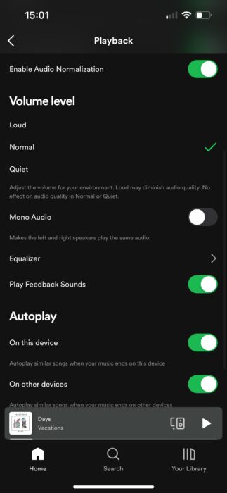 spotify ios equaliser settings