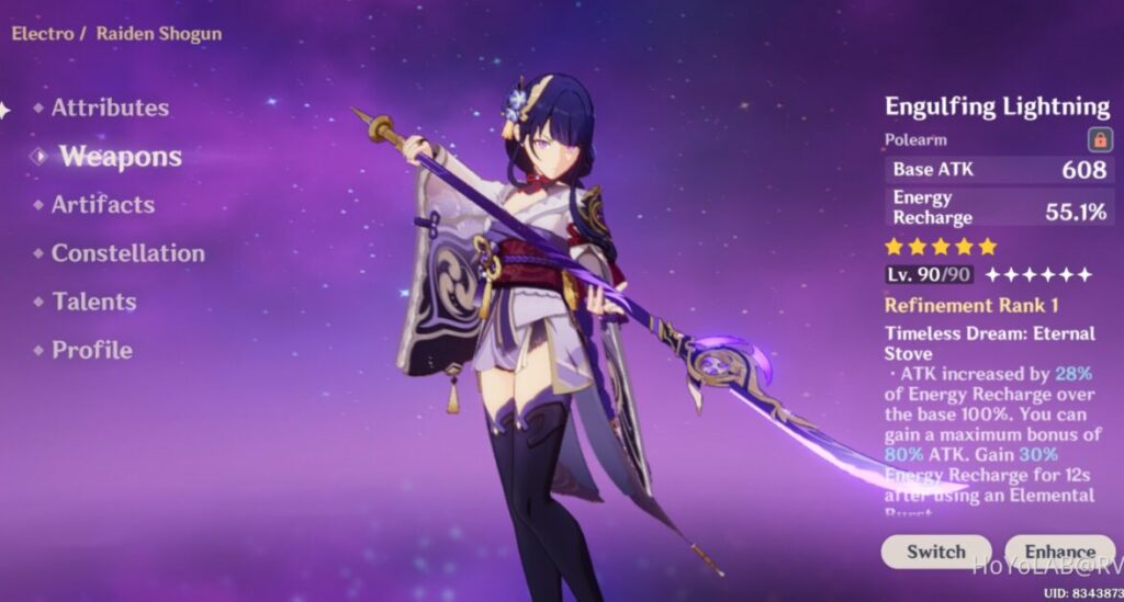 engulfing lightning best weapon for raiden shogun