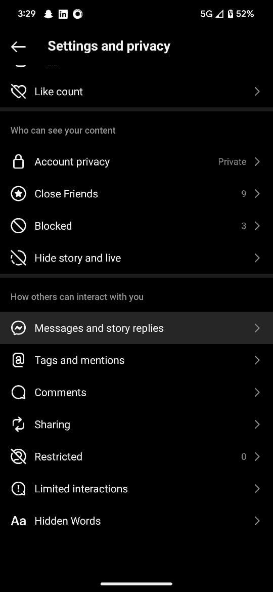 Instagram disable activity status 2
