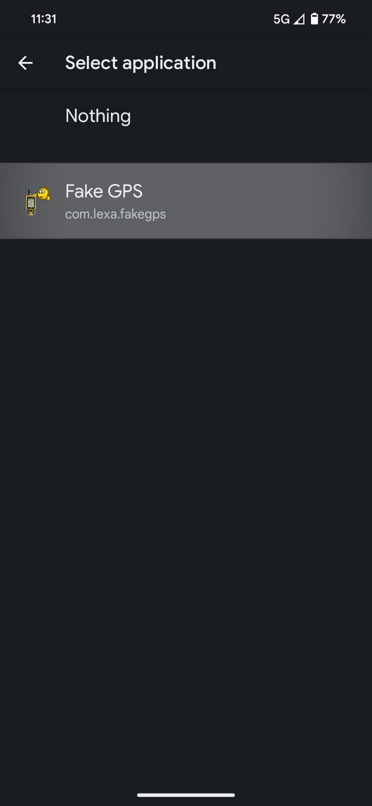 Screenshot of mock location app list