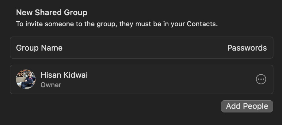 Screenshot of sharing passwords 2