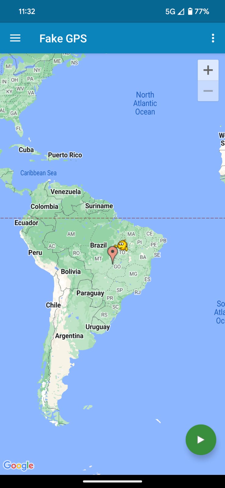 Screenshot of fake GPS location App