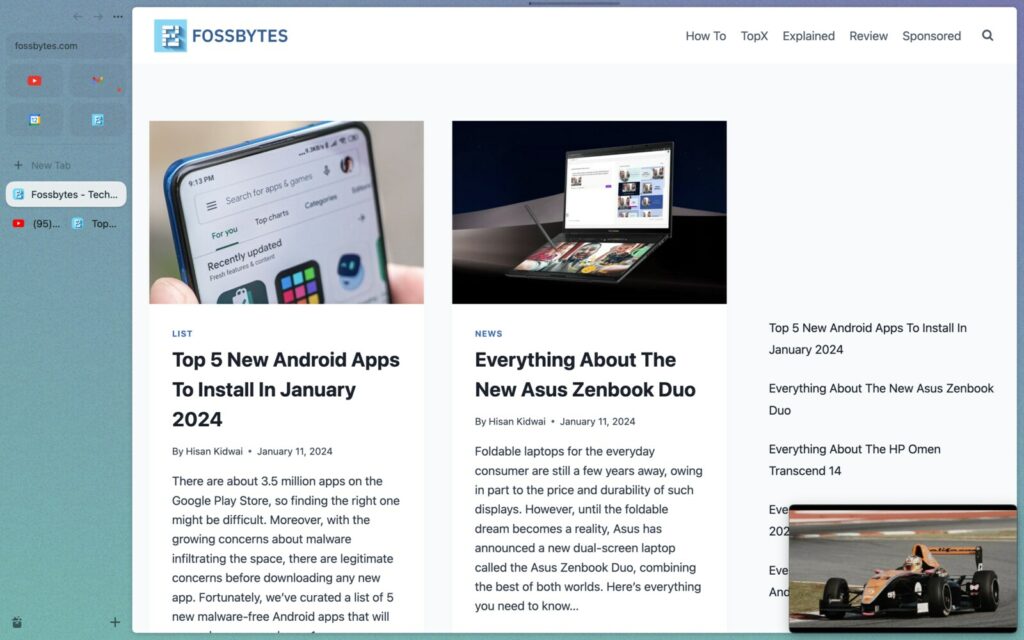 Screenshot of the Arc browser 2