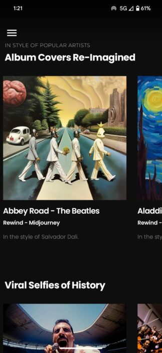 Screenshot of the new Rewind Android App 1