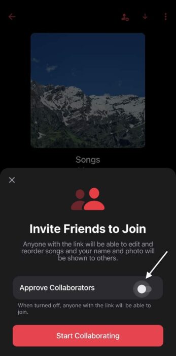 Screenshot of the Collaborative music playlists 2