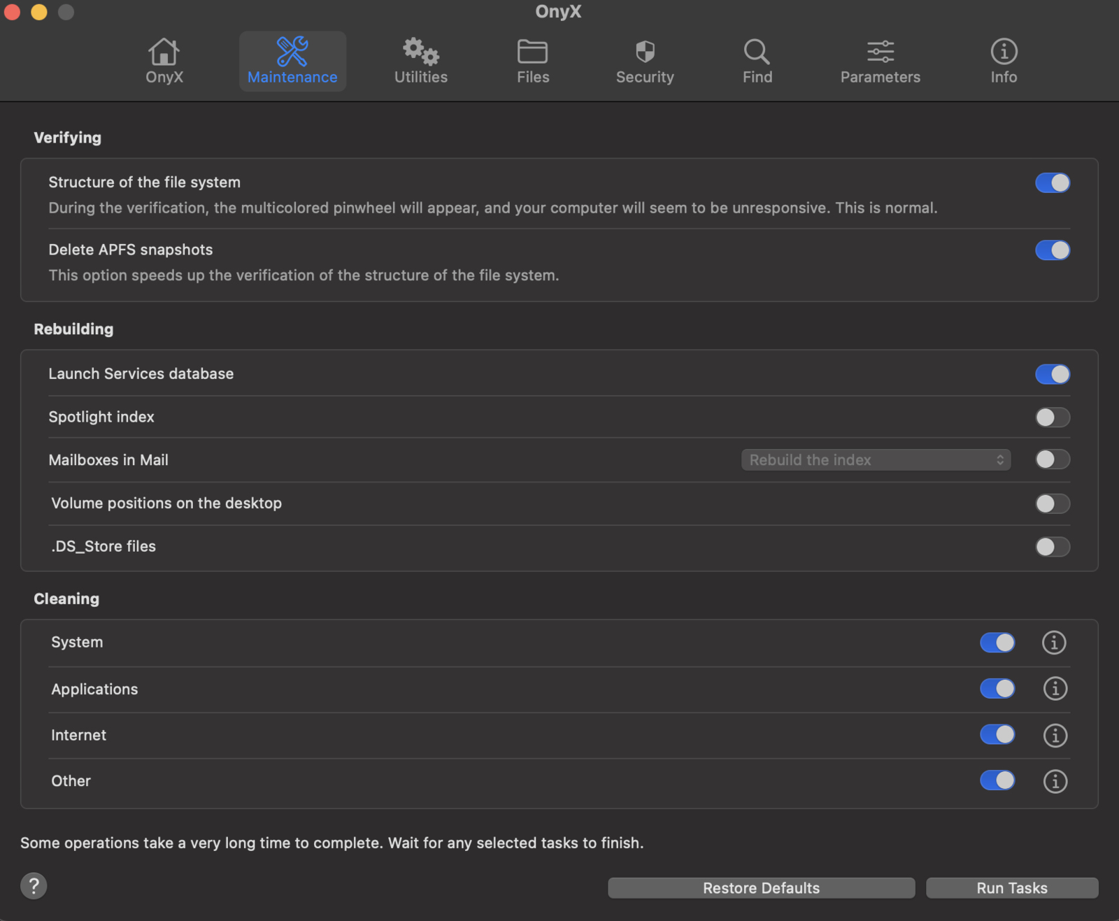 Screenshot of the Onyx app