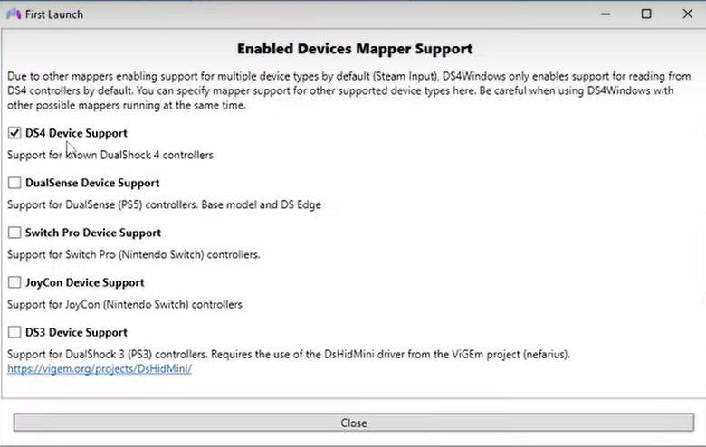 Screenshot of the DS4Windows app-3