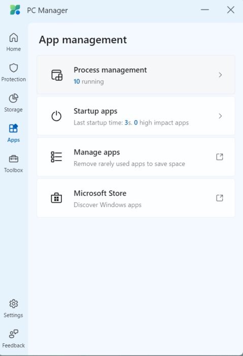Screenshot of the app settings 