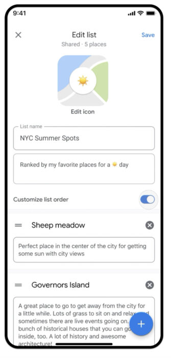 Screenshot of the new list features-3