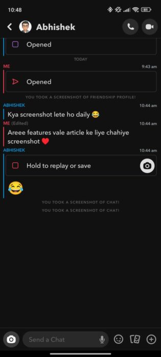 Screenshot of the edit feature on Snapchat Plus 3