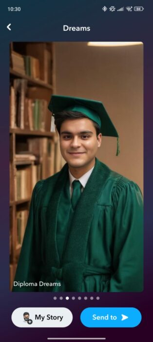 Screenshot of the dreams feature 3