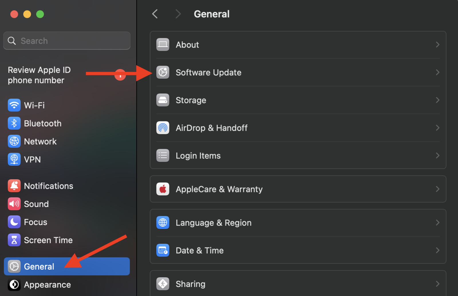 Screenshot of the settings page