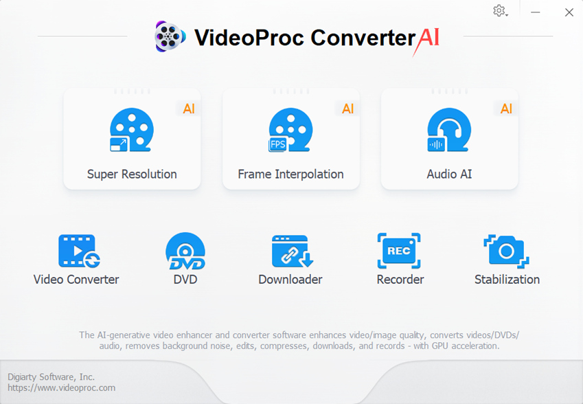Image of the VideoProc Converter AI