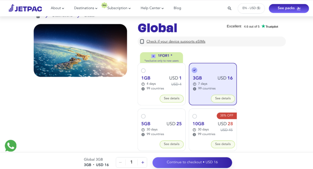 image to Choose the plan that fits your trip