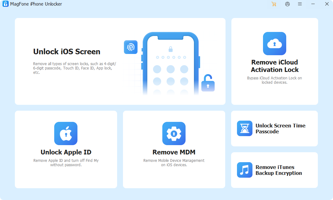 Image of the Magfon iPhone Unlocker app to unlock iPhone without passcode