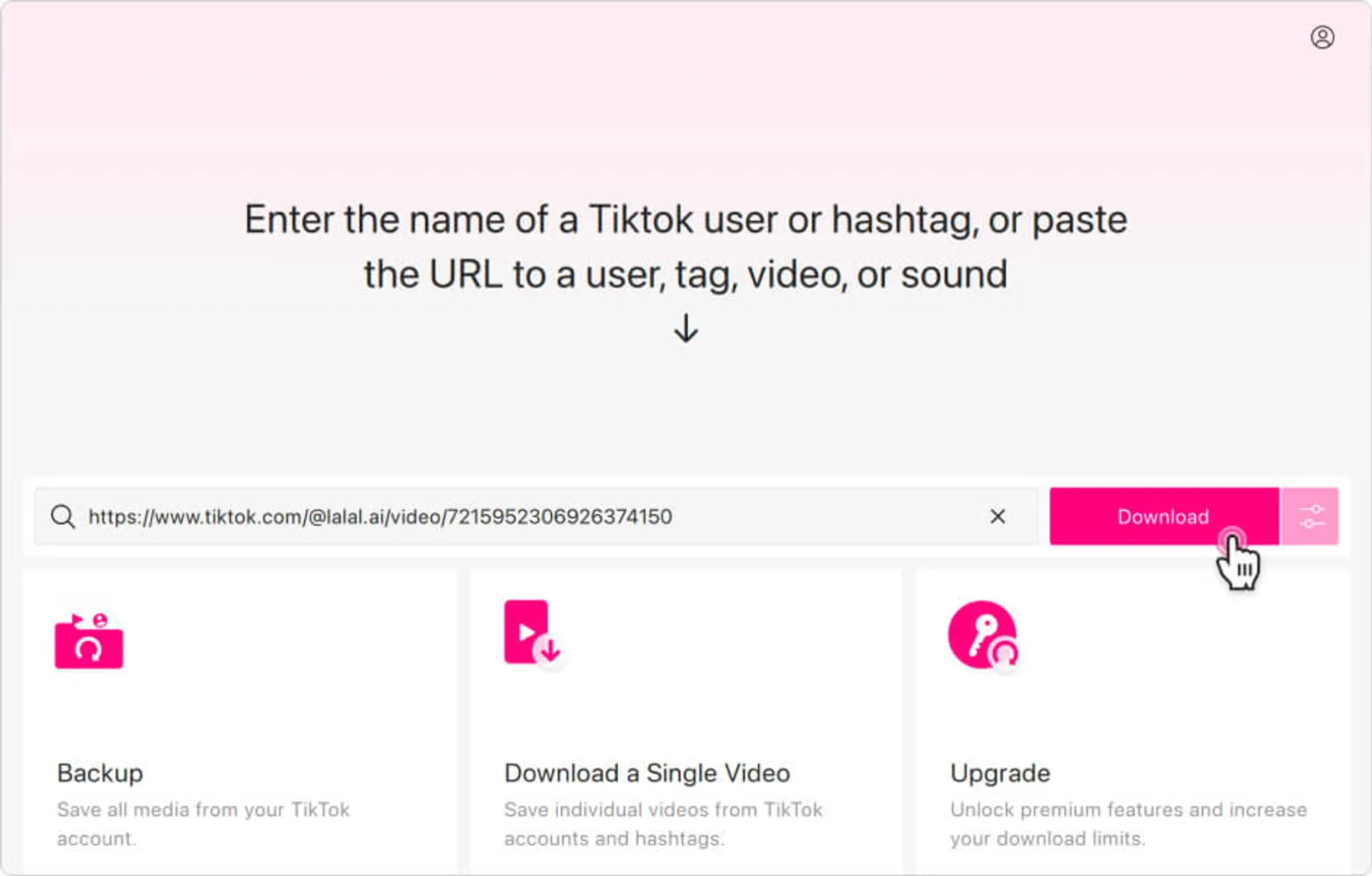 Image of the Download button in 4K Tokkit