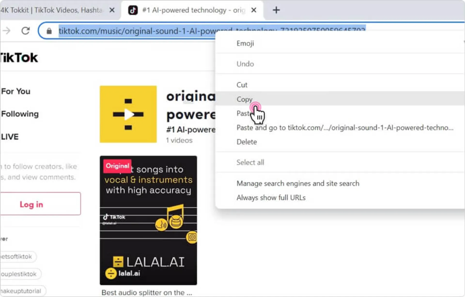 Image to Copy Song URL
