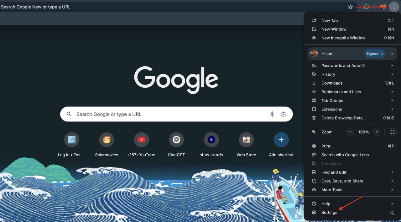 Chrome settings image
