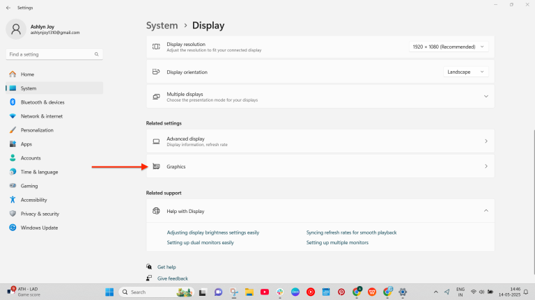 Image of the graphics setting to turn on Hardware-Accelerated GPU Scheduling