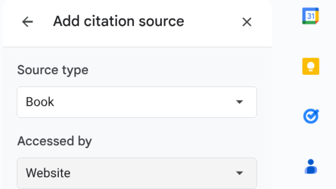 image to select Citations from the dropdown