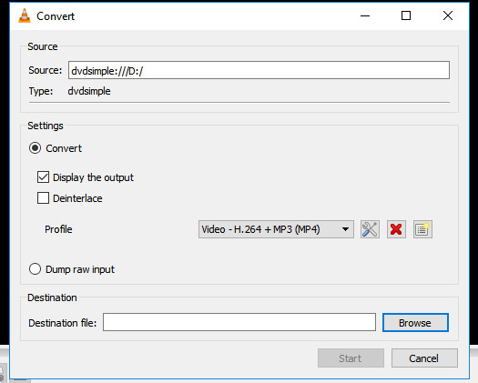 Image of the VLC Convert window